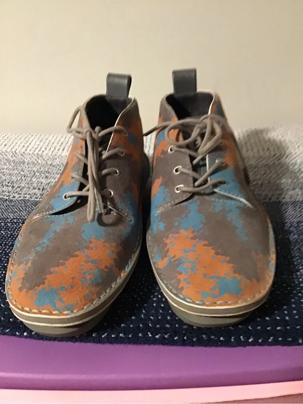 Men's Chukka Boots in Brown with Orange & Blue Accents
